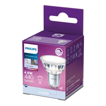 LED Aptumšojama spuldze Philips GU10/4,6W/230V 4000K