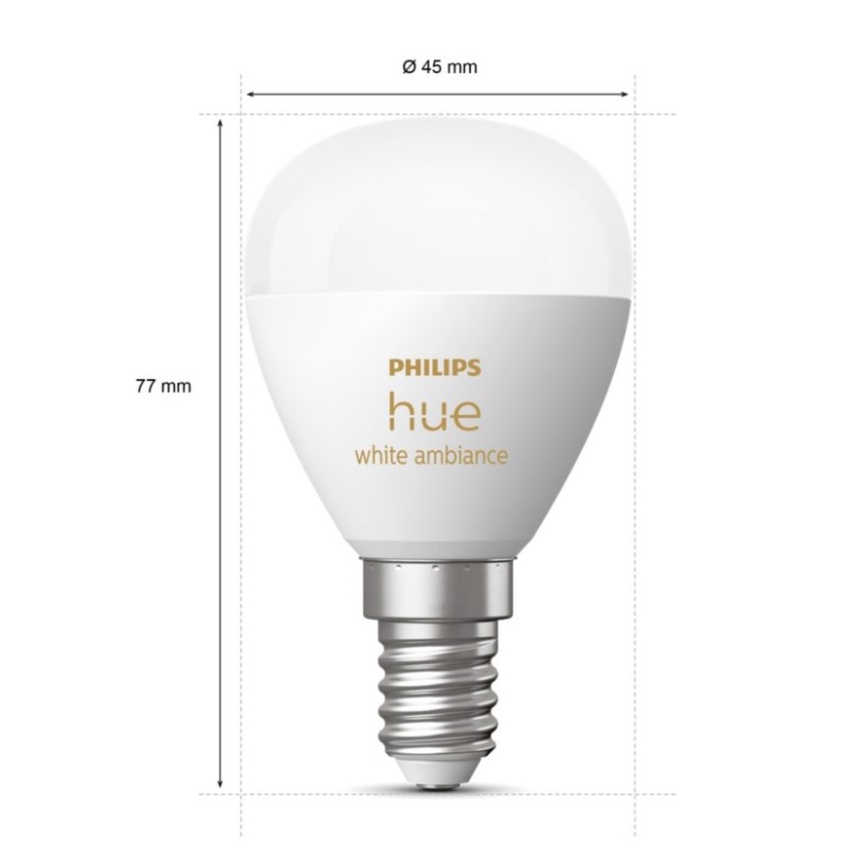 LED Aptumšojama spuldze Philips Hue WHITE AMBIANCE P45 E14/5,1W/230V 2200-6500K