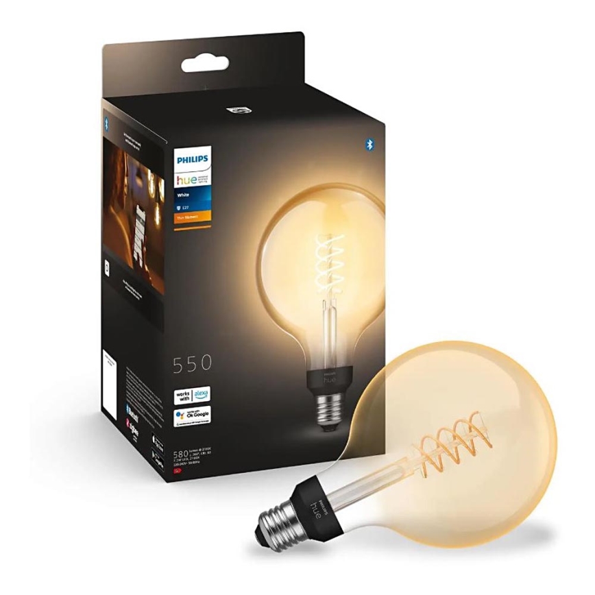 LED Aptumšojama spuldze Philips Hue WHITE FILAMENT G125 E27/7W/230V 2100K