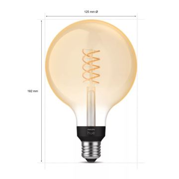 LED Aptumšojama spuldze Philips Hue WHITE FILAMENT G125 E27/7W/230V 2100K