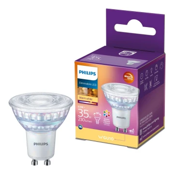 LED Aptumšojama spuldze Philips Warm Glow GU10/2,6W/230V 2200-2700K CRI 90