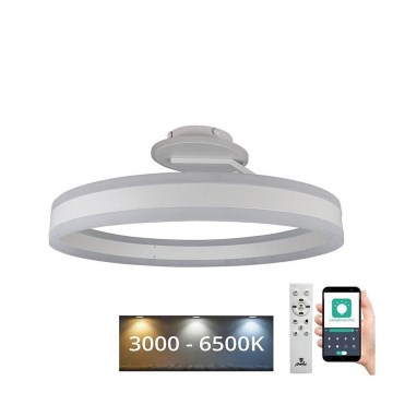 LED Aptumšojama virsapmetuma lustra LED/86W/230V 3000-6500K balta + tālvadības pults