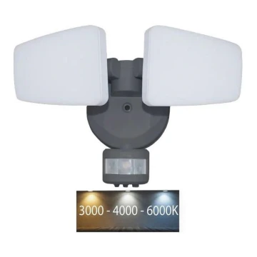 LED Āra prožektors ar sensoru LED/24W/230V 3000/4000/6000K IP54 antracīta