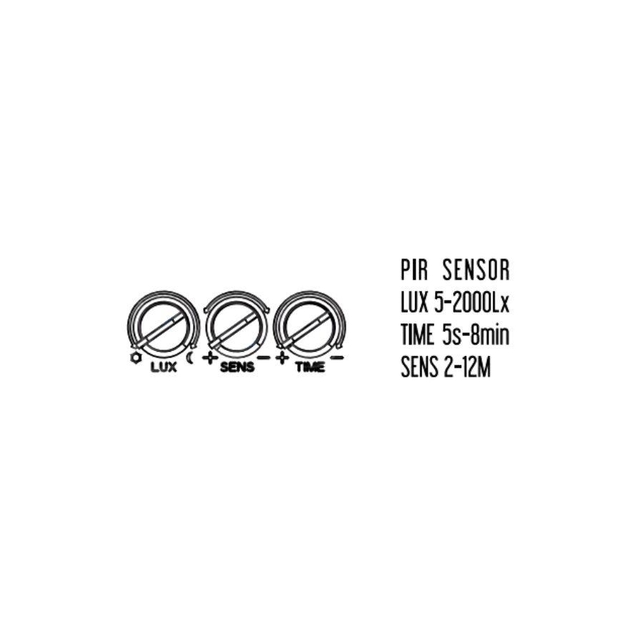 LED Āra prožektors ar sensoru LED/24W/230V 3000/4000/6000K IP54 antracīta