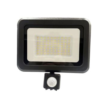 LED Āra prožektors ar sensoru LED/50W/230V 4000K IP44 melna