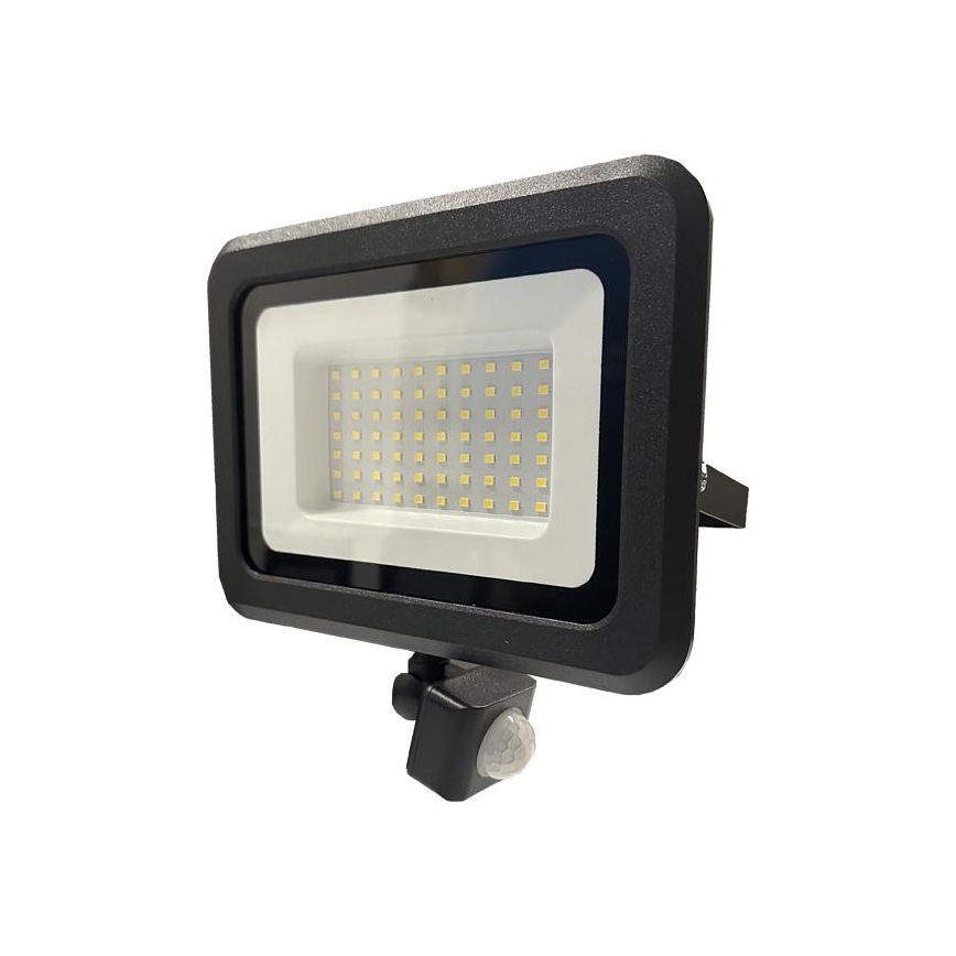 LED Āra prožektors ar sensoru LED/50W/230V 4000K IP44 melna