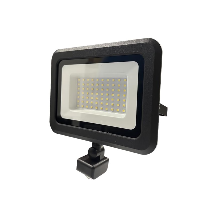 LED Āra prožektors ar sensoru LED/50W/230V 4000K IP44 melna