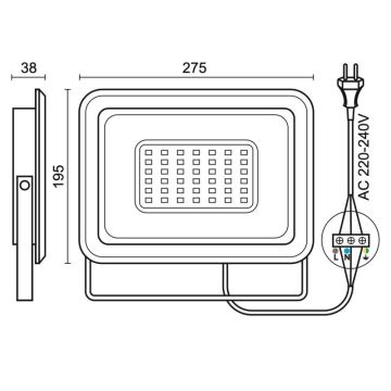 LED Āra prožektors LED/100W/230V 4000K IP65 melna