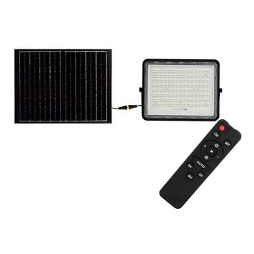 LED Āra saules enerģijas prožektors LED/200W/3,2V 4000K melna IP65 + tālvadības pults