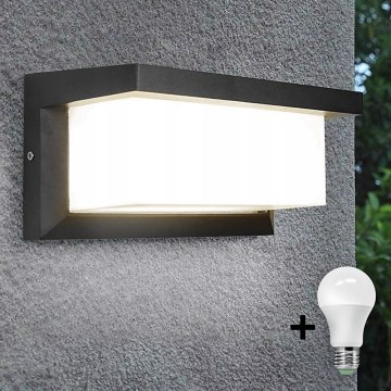 LED Āra sienas lampa ar spuldze ar krēslas sensoru NEELY 1xE27/9W/230V IP54 antracīta