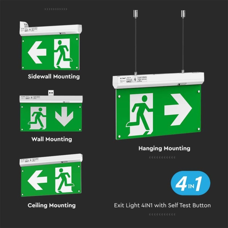 LED Avārijas gaismas lampa EMERGENCY EXIT LED/2,5W/230V 4in1 6000K