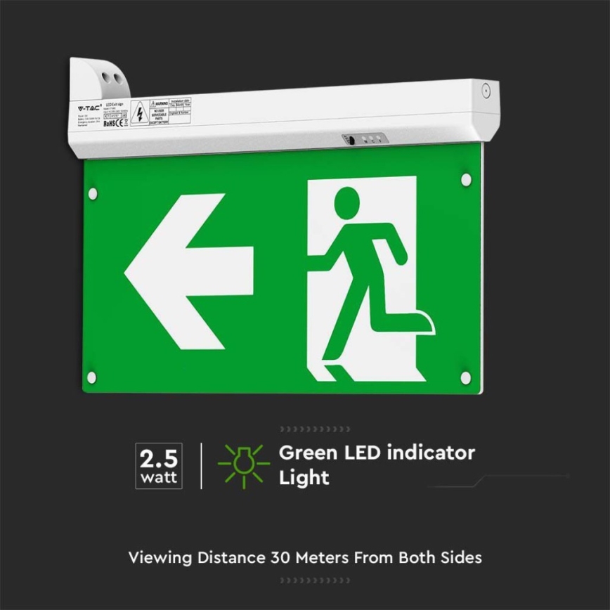 LED Avārijas gaismas lampa EMERGENCY EXIT LED/2,5W/230V 4in1 6000K