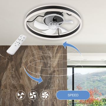 LED Aptumšojama griestu lampa ar ventilatoru APOLLO LED/38W/230V melna + tālvadības pults