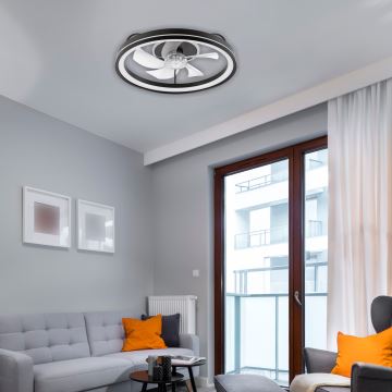 LED Aptumšojama griestu lampa ar ventilatoru FARGO LED/37W/230V melna + tālvadības pults