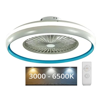 LED Griestu lampa ar ventilatoru LED/45W/230V 3000/4000/6500K zila + tālvadības pults