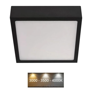LED Griestu lampa NEXXO LED/12,5W/230V 3000/3500/4000K 17x17 cm melna