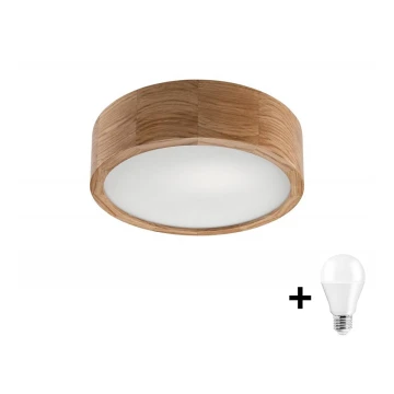 LED Griestu lampa OAK 1xE27/10W/230V ozolkoks d. 27 cm