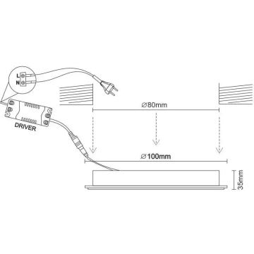 LED Iegremdējama lampa LED/7,5W/230V 4000K balta/sudraba