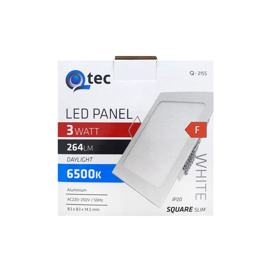 LED Iegremdējama lampa QTEC LED/3W/230V 6500K 8,3x8,3 cm