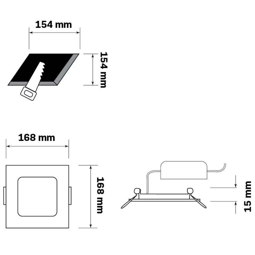 LED Iegremdējama lampa RIGEL LED/10W/230V 4000K 16,8x16,8 cm melna