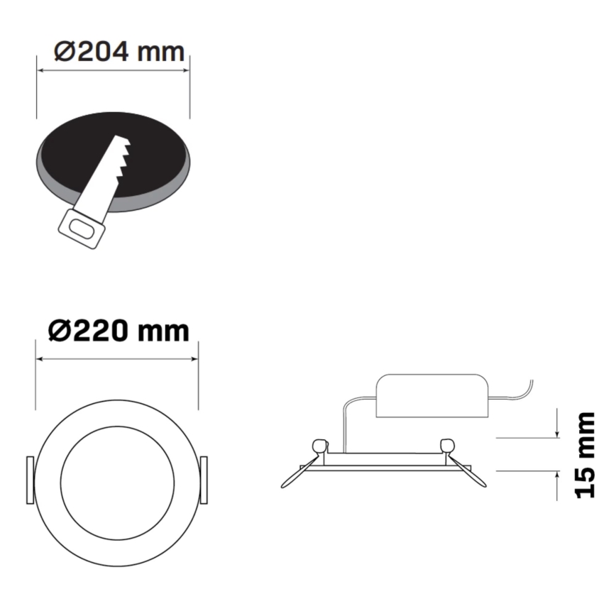 LED Iegremdējama lampa RIGEL LED/14W/230V 4000K d. 22 cm melna