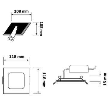 LED Iegremdējama lampa RIGEL LED/4,8W/230V 4000K 11,8x11,8 cm melna