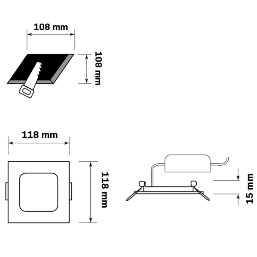 LED Iegremdējama lampa RIGEL LED/4,8W/230V 4000K 11,8x11,8 cm melna