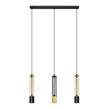 LED Lustra ar auklu BARS 3xGU10/4,8W/230V melna/zelta