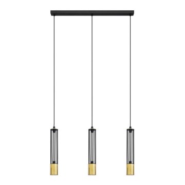 LED Lustra ar auklu BARS 3xGU10/4,8W/230V melna/zeltaina