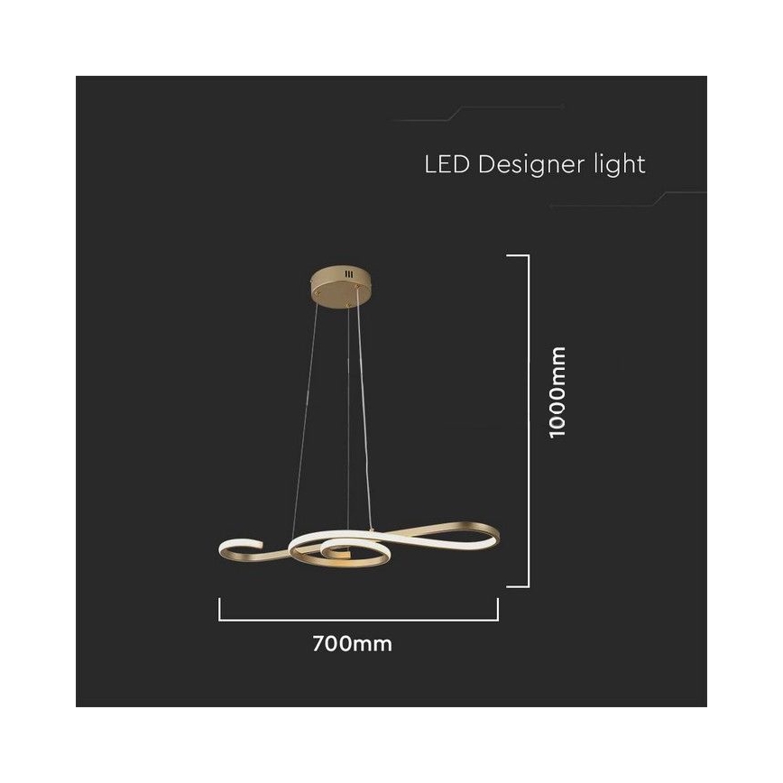 LED Lustra ar auklu LED/18W/230V 3000K zelta