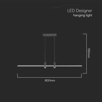 LED Lustra ar auklu LED/19W/230V 4000K melna