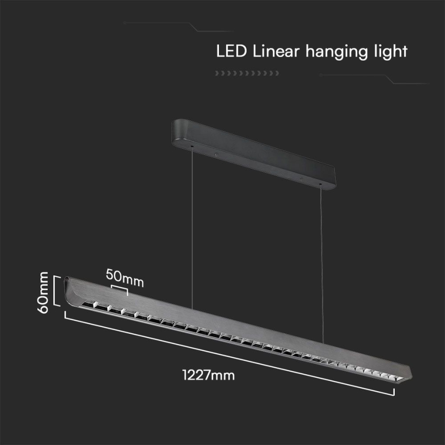 LED Lustra ar auklu LED/36W/230V 3000/4000/6400K antracīta
