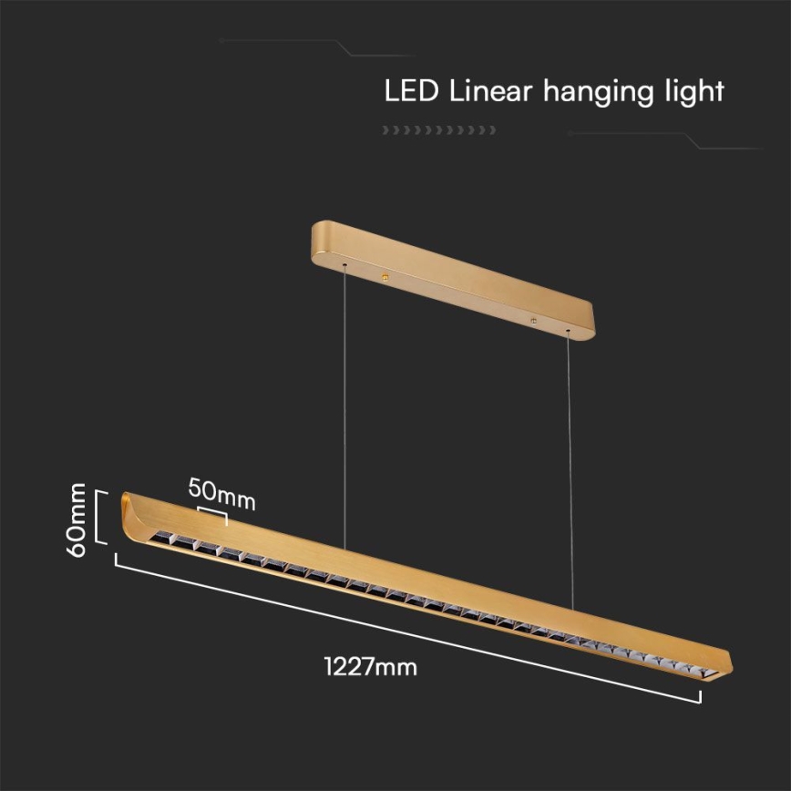 LED Lustra ar auklu LED/36W/230V 3000/4000/6400K zelta