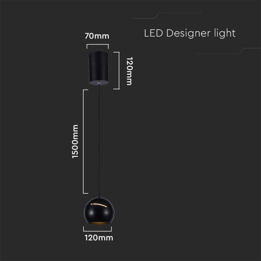 LED Lustra ar auklu LED/8,5W/230V 3000K melna