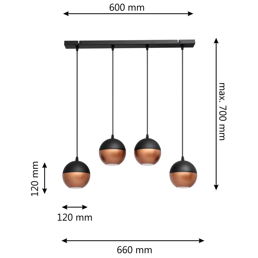 LED Lustra ar auklu MIDWAY 4xGU10/4,8W/230V melna/varš