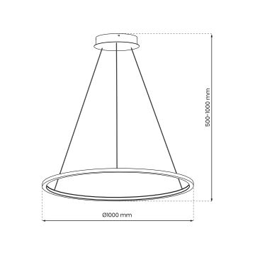 LED Lustra ar auklu SATURNO LED/57W/230V d. 100 cm IP44 antracīta