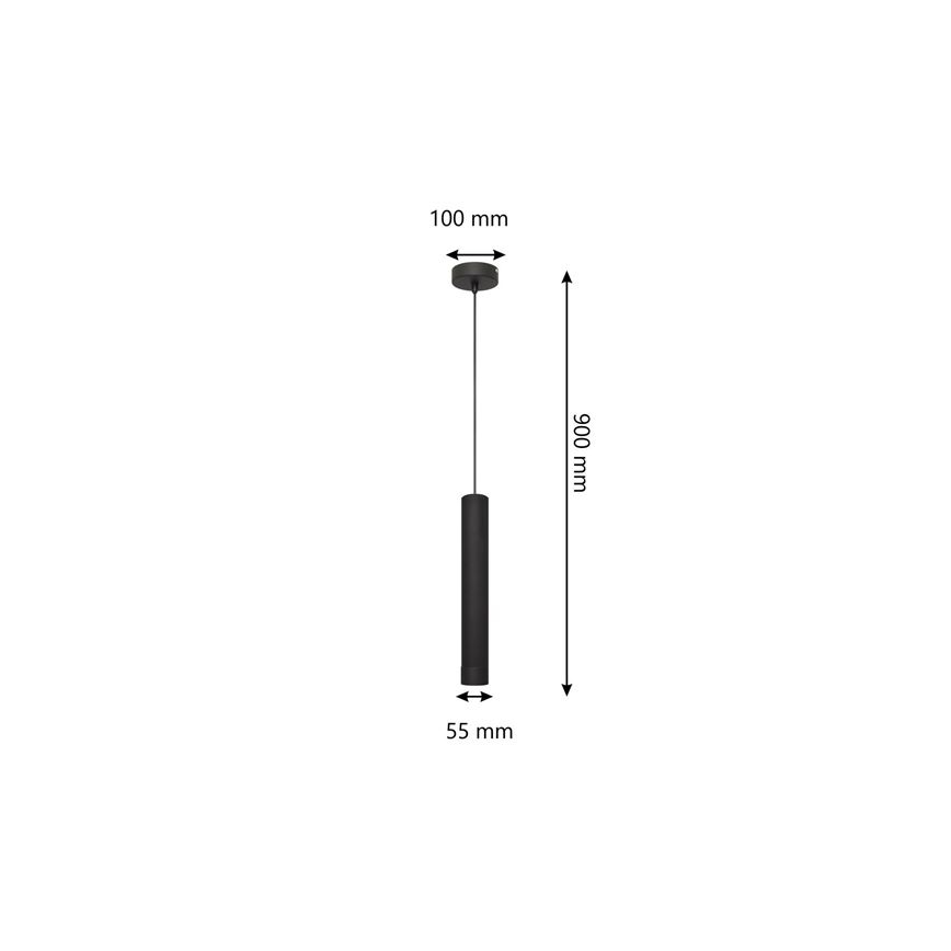 LED Lustra ar auklu TUBA 1xGU10/4,8W/230V melna