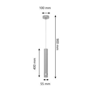 LED Lustra ar auklu TUBA 1xGU10/6,5W/230V pelēka/spīdīga hroma