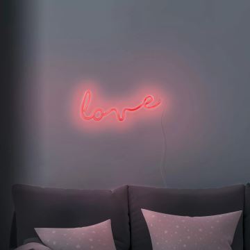 LED Neona sienas dekors LOVE LED/3W/3xAA sarkana