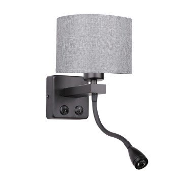 LED Pielāgojama lampa POLO 1xE27/40W+LED/2W 230V melna