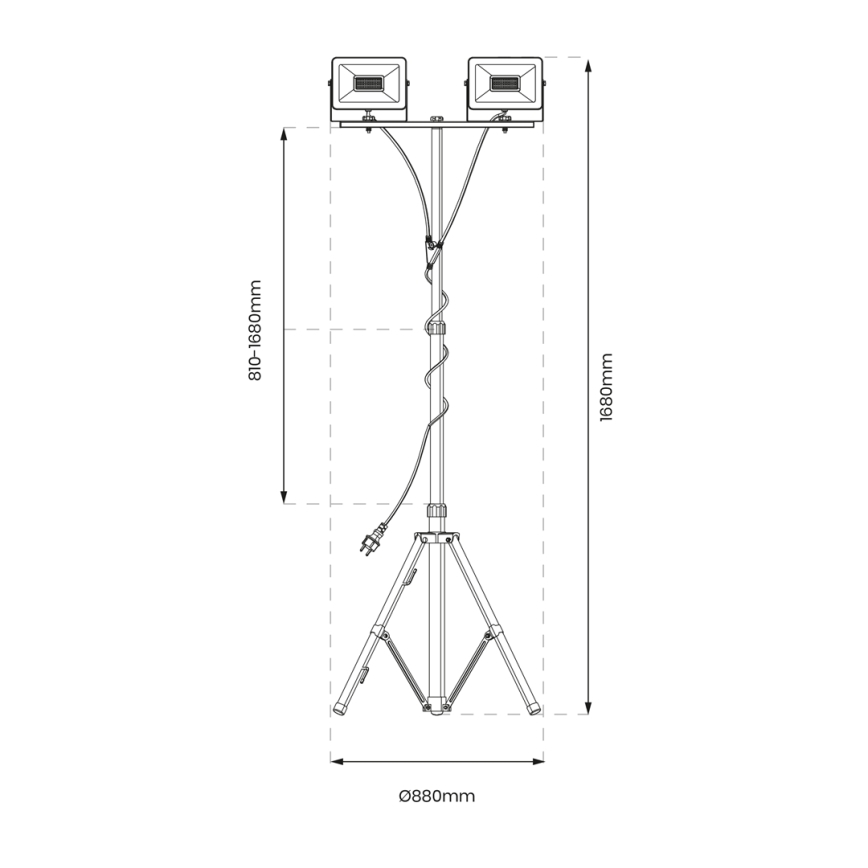 LED Prožektors ar statīvu 2xLED/50W/230V 4000K IP44