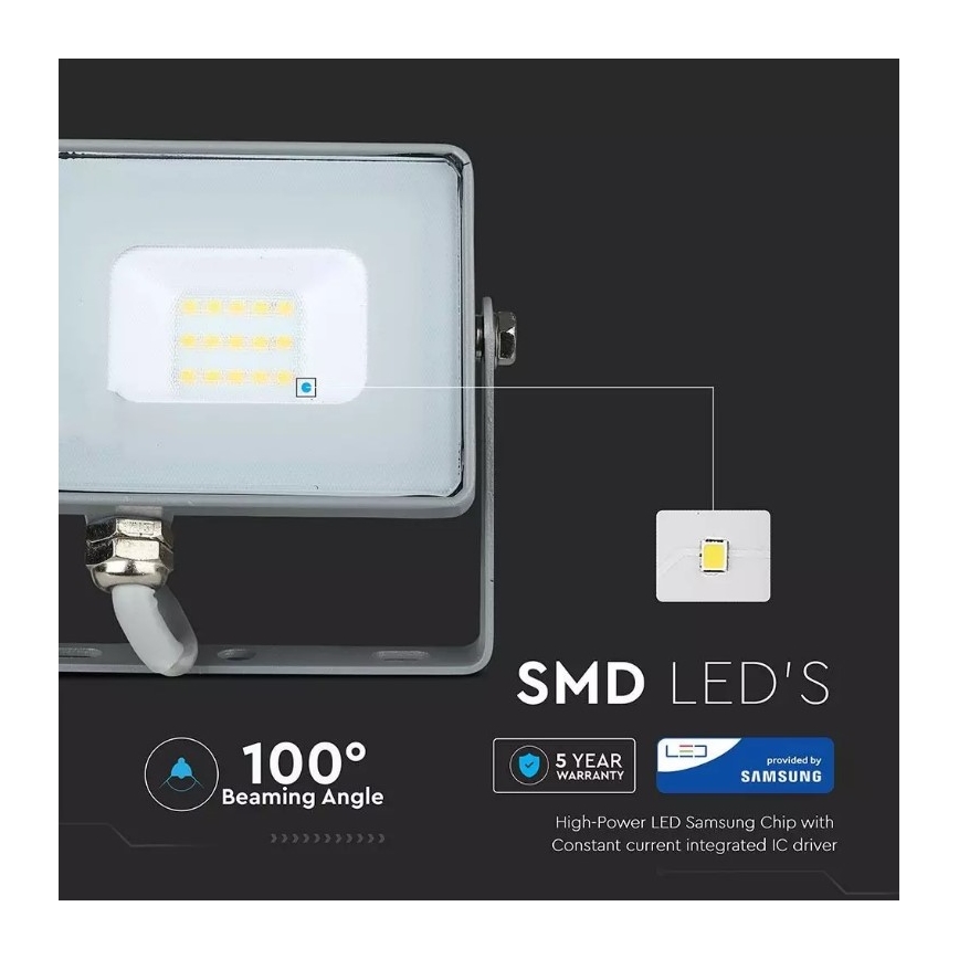 LED Prožektors SAMSUNG CHIP LED/10W/230V IP65 3000K pelēks