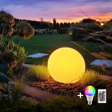 LED RGB Aptumšojama āra lampa GLOBO 1xE27/8,5W/230V d. 40 cm IP44 + tālvadības pults