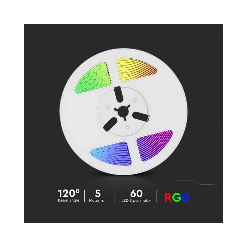 LED RGB Aptumšojama saules enerģijas josla LED/1,2W/3,7V IP67 5m + tālvadības pults