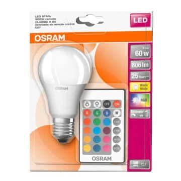 LED RGB Aptumšojama spuldze STAR+ A60 E27/9W/230V 2700K - Osram