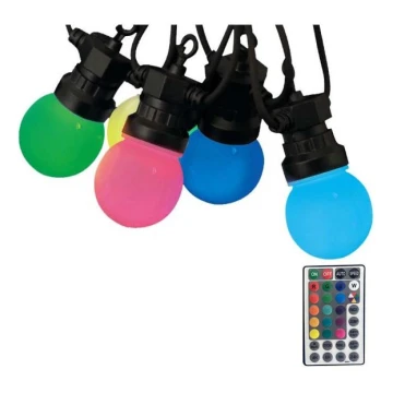 LED RGB Āra virtene STRING 13 m 15xLED/0,5W/230V IP44 + tālvadības pults