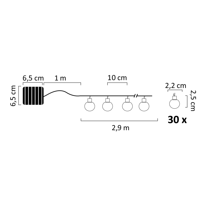 LED RGB Solar virtene PARTY 30xLED/1,2V IP44