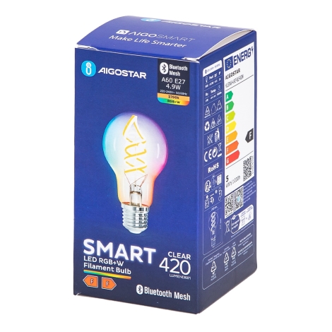 LED RGBW Spuldze FILAMENT A60 E27/4,9W/230V 2700K - Aigostar