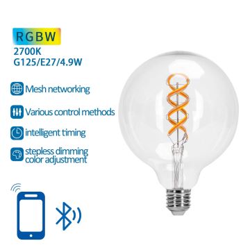 LED RGBW Spuldze FILAMENT G125 E27/4,9W/230V 2700K - Aigostar