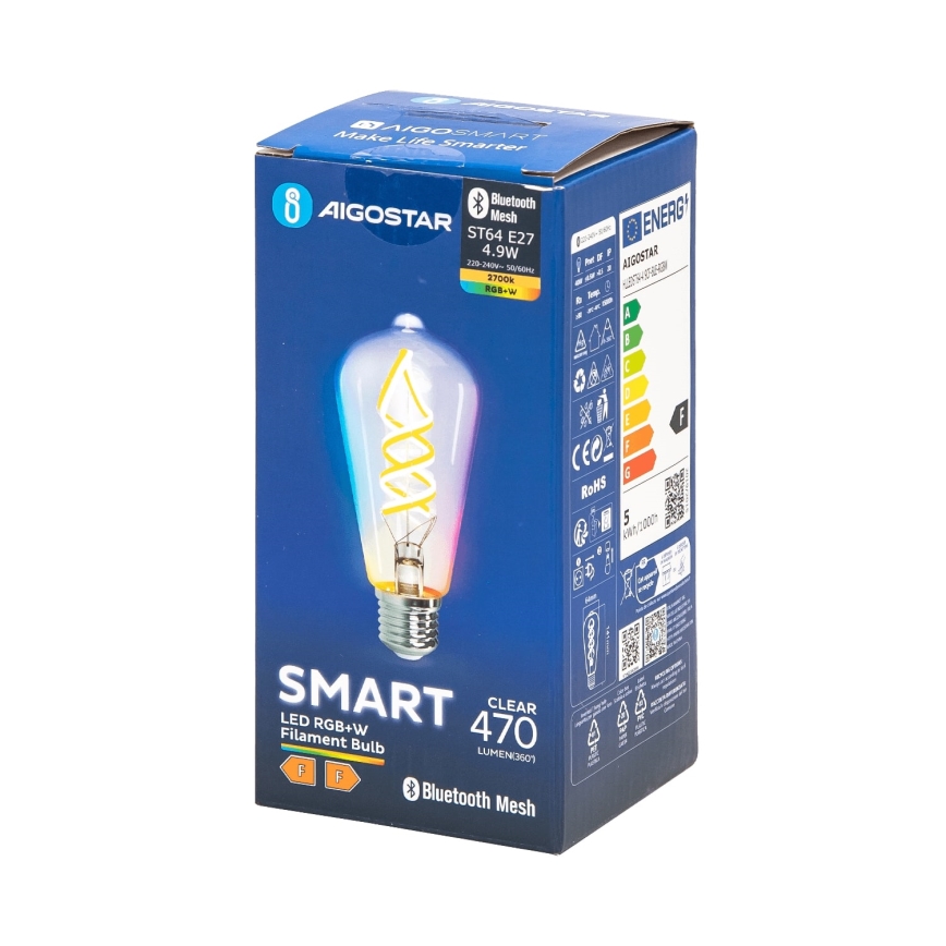 LED RGBW Spuldze FILAMENT ST64 E27/4,9W/230V 2700K - Aigostar